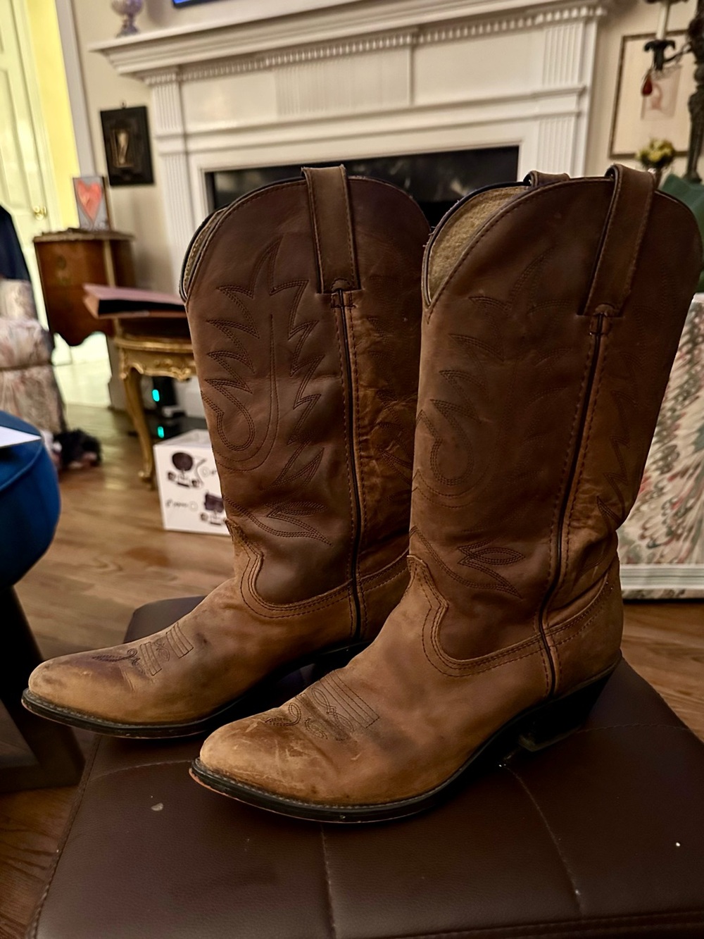 Durango Brown Leather Western Boots with Stitched Interior
